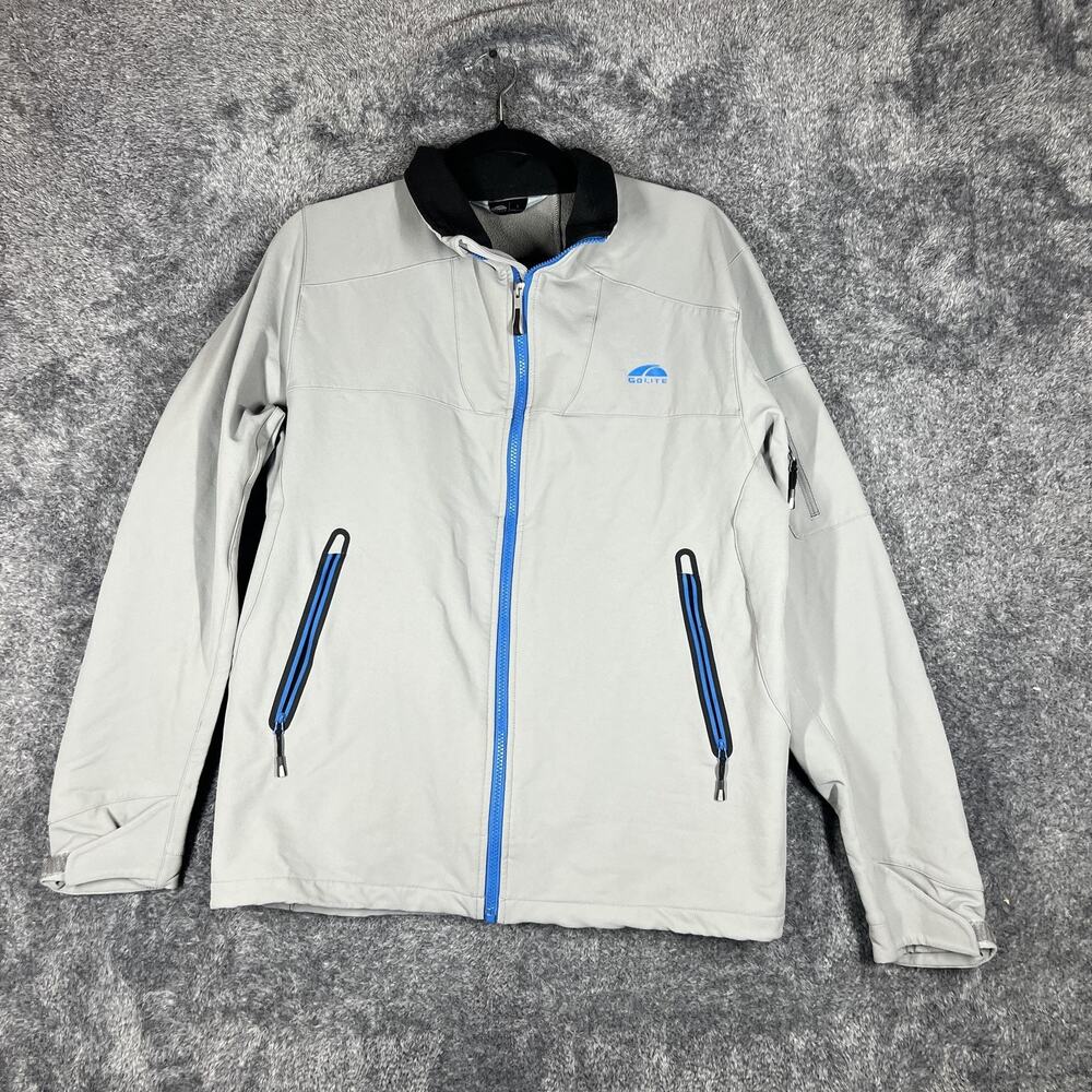 GoLite Jacket Mens Large Gray Windbreaker Lined Full Zip Pockets Collared
